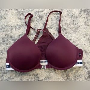 Tommy Hilfiger Front Closure Burgundy Push Up Bra - 34B.